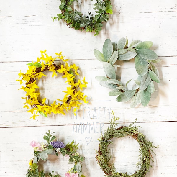 Mini Wreaths | 6” Mini Wreath | Embroidery Hoop Wreath | Seasonal Wreath | Interchangeable O