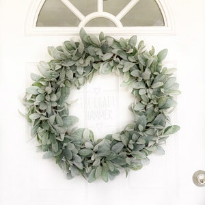 Lamb’s Ear Wreath | Modern Farmhouse Wreath | Year Round Door Wreath | Everyday Front Door Decor