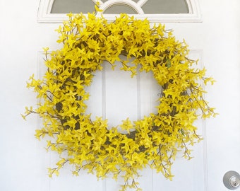 Spring Floral Wreath | Forsythia Grapevine Wreath | Yellow Flower Wreath | Front Door Wreath | Easter Wreath