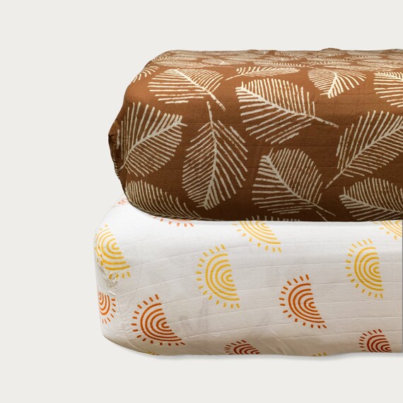 Bamboo Muslin Fitted Crib Sheet | Baby Newborn Toddler Bedding |  Gender Neutral | Boho Baby Sheets