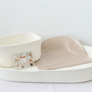 Baby Changing Basket with Foam Pad and Waterproof Cover |Vegan Leather Changing Mat and Diaper Caddy Included |Diaper Changing Basket & Pad