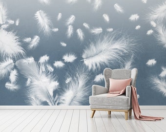 3D Fluffy Feathers ZZ218 Self-adhesive Wallpaper Mural Peel and Stick Wallpaper Removable Wall Prints Stickers Feature Wall Wallpaper