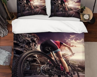 3D Cycling Race ZZD1083 Duvet Cover Bedding Set Quilt Cover Quilt Duvet Cover Pillowcases Bedding