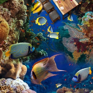 3D Special Fish JJ4182FF Pavimento Carta da parati Murales Autoadesivo Rimovibile Bagno Pavimento Impermeabile Tappeto Mat Print Cucina epossidica