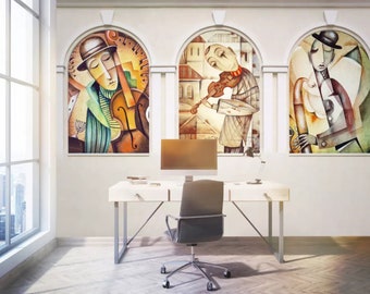 3D Cartoon Portrait ZZ1488 Fondo de pantalla autoadhesivo Mural Peel and Stick Wallpaper Impresiones de pared extraíbles Pegatinas Característica papel tapiz de pared