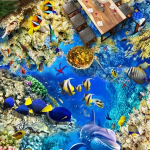 3D Ocean Treasure JJ5770FF Floor Wallpaper Murals Self-Adhesive Removable Bath Floor Waterproof floor Rug Mat Print Epoxy Kitchen