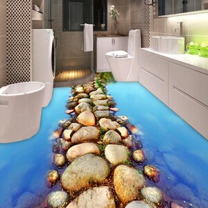 3D Ancient Stone Road JJ5182FF Floor Wallpaper Murals Self-Adhesive Removable Bath Floor Waterproof floor Rug Mat Print Epoxy Kitchen