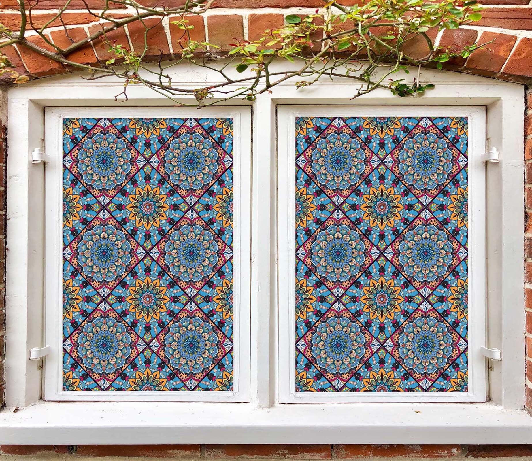 3D blaue Blume Muster W770 Fenster Film Druck Aufkleber