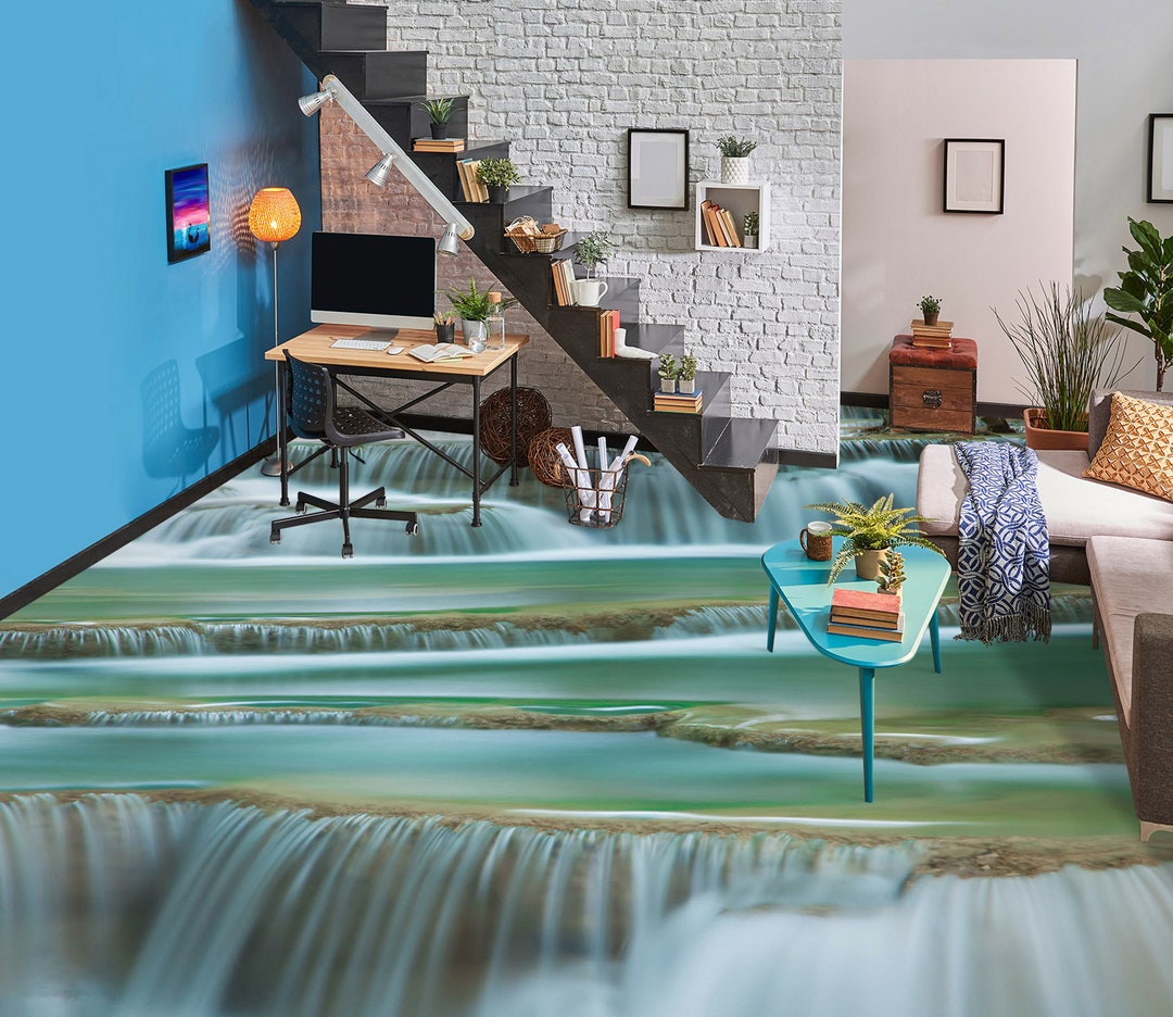 3D Stone Steps Lake JJ2310FF Floor Wallpaper Murals Self-adhesive ...