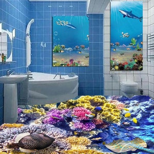 3D Speciale Pesce Nero JJ5052FF Pavimento Wallpaper Murals Auto-Adesivo rimovibile Bagno Pavimento Impermeabile Pavimento Rug Mat Stampa Epoxy Cucina