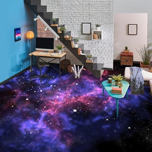 3D Glamour Purple Universe JJ3732FF Floor Wallpaper Murales Autoadesivo Pavimento da bagno rimovibile Pavimento impermeabile Tappeto Mat Stampa Epoxy Kitchen