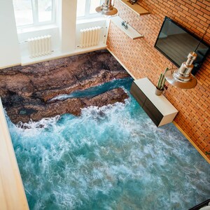 3D Coast Nature JJ2353FF Floor Wallpaper Murals Self-Adhesive Removable Bath Floor Waterproof floor Rug Mat Print Epoxy Kitchen