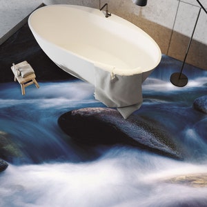 3D Water Time Art JJ3532FF Floor Wallpaper Murals Self-Adhesive Removable Bath Floor Waterproof floor Rug Mat Print Epoxy Kitchen