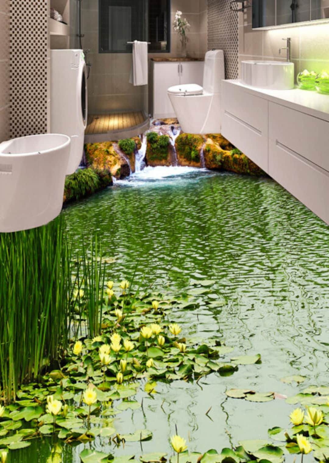3D Green Lake JJ4542FF Floor Wallpaper Murals Self-adhesive Removable ...