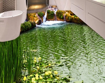 3D Green Lake 0458 Floor Wallpaper Murals Self-adhesive Removable ...