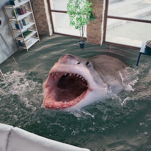 3D Denti di squalo affilati JJ7887FF Sfondo pavimento Murales Autoadesivo Pavimento da bagno rimovibile Tappeto impermeabile tappeto mat Stampa Epoxy Cucina