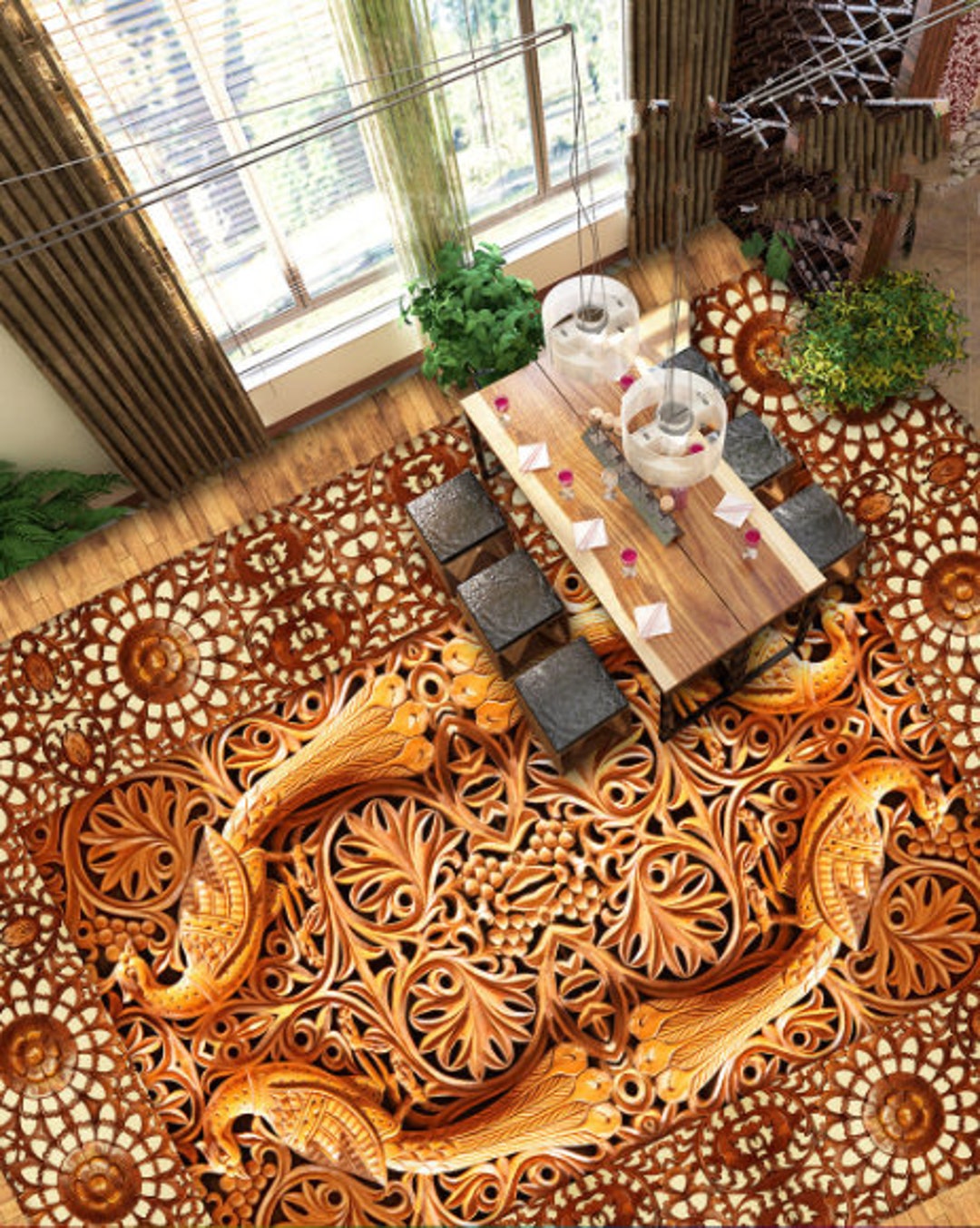 3D Ancient Wood Grain 875 Floor Mural