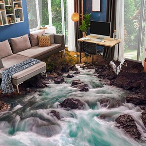 3D Water Art Nature JJ3116FF Floor Wallpaper Murals Self-Adhesive Removable Bath Floor Waterproof floor Rug Mat Print Epoxy Kitchen