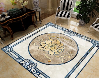 3D Classical Yellow Flowers JJ6222FF Floor Wallpaper Murals Self-Adhesive Removable Bath Floor Waterproof floor Rug Mat Print Epoxy Kitchen