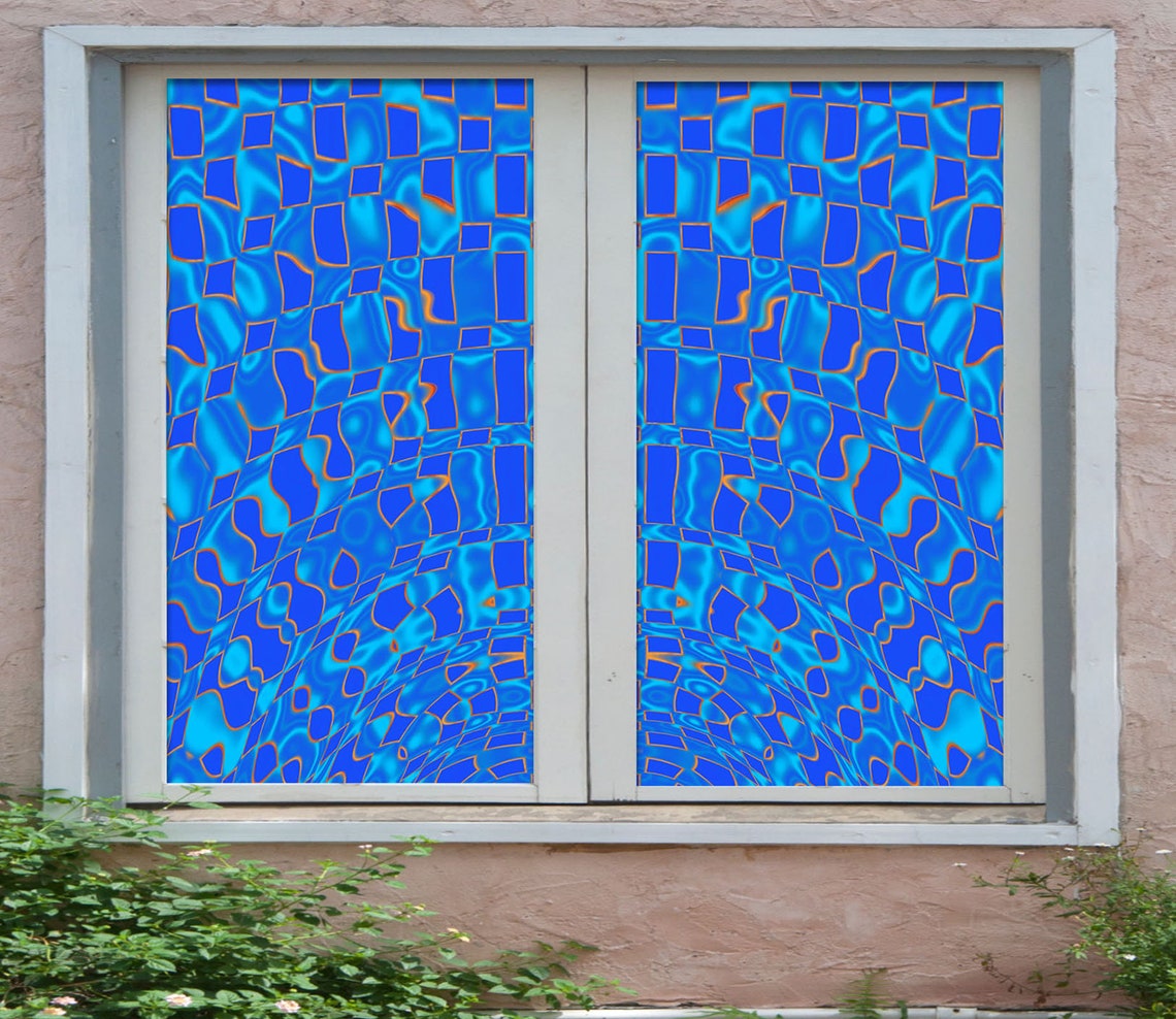 3D Art Blue W1365 Window Film Print Sticker Cling Stained - Etsy