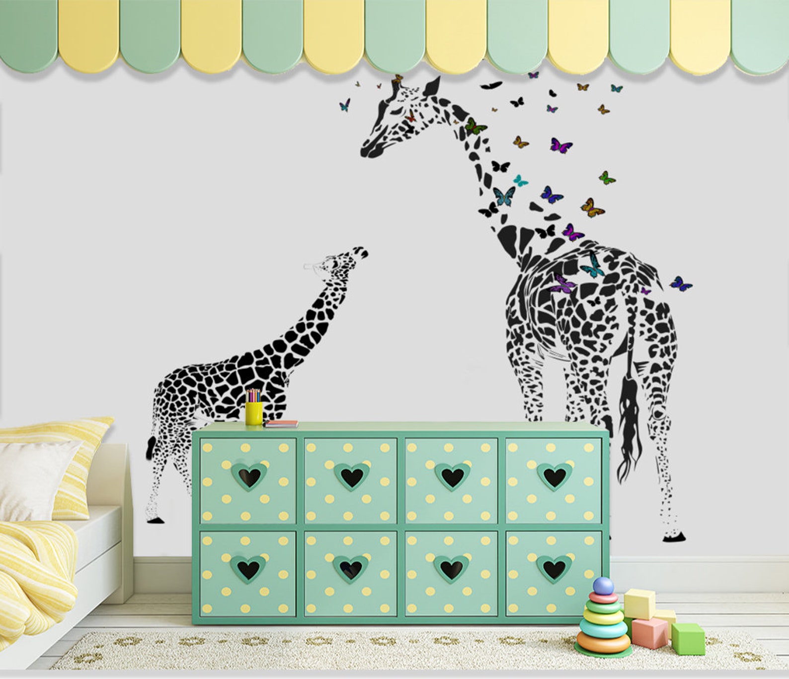 3D Black Giraffes ZZ871 Selfadhesive Wallpaper Mural Peel and Etsy