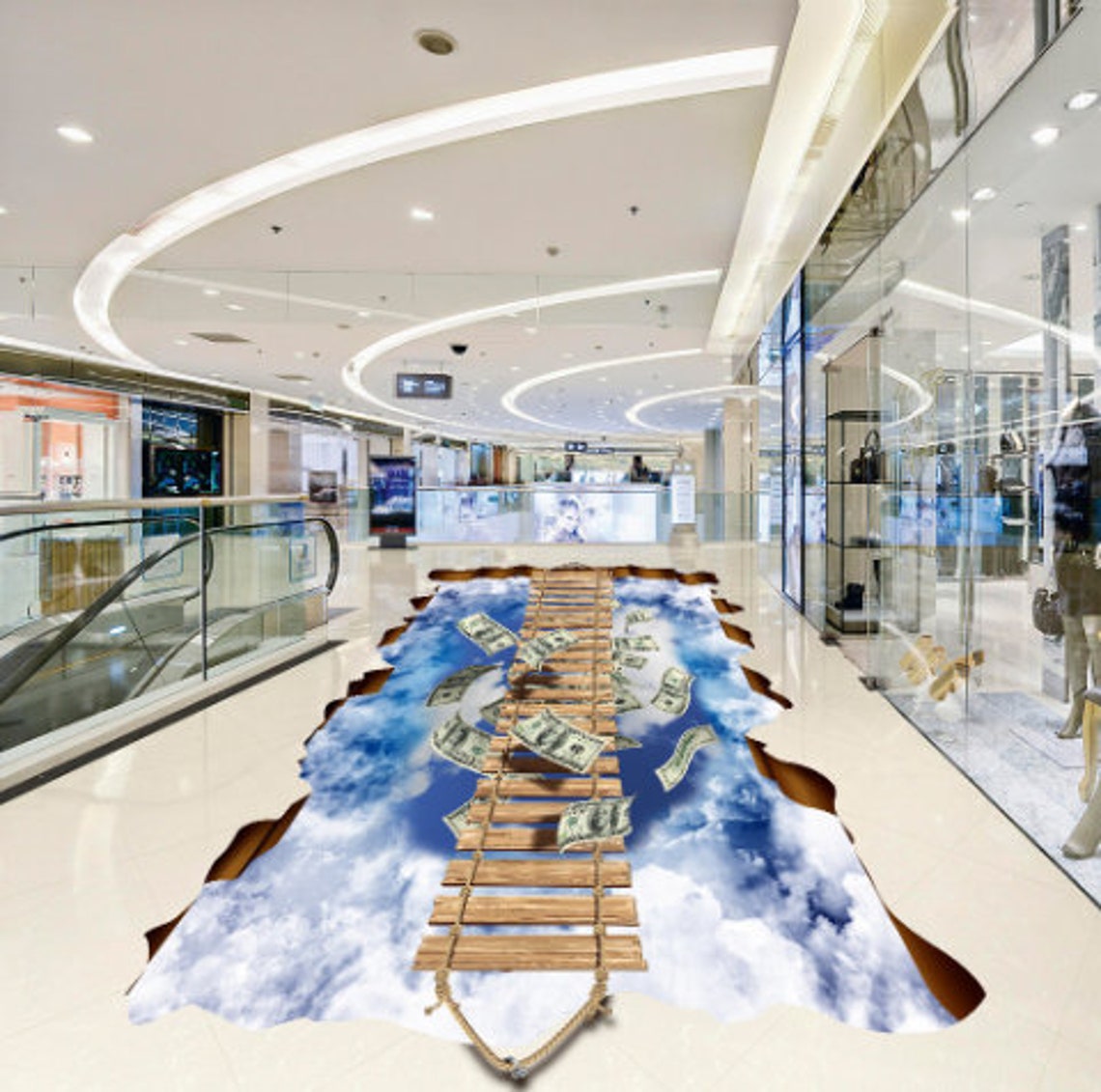 3D Money Sky JJ4068FF Floor Wallpaper Murals Self-adhesive Removable ...