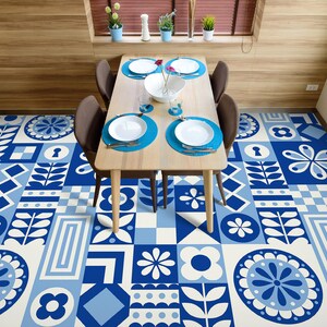 3D Pretty Blue Pattern JJ2522FF Floor Wallpaper Murals Self-Adhesive Removable Bath Floor Waterproof floor Rug Mat Print Epoxy Kitchen