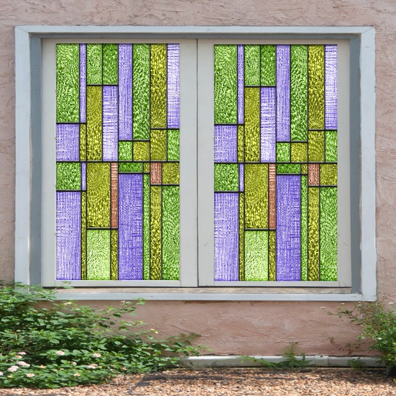 3D Purple And Green W1362 Window Film Print Sticker Cling Stained Glass Xmas Window Decor UV Heat Control Glass Privacy Window Film Romy