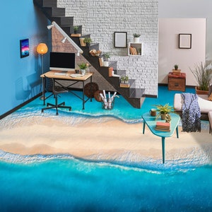 3D Blue Sea Dream JJ2621FF Floor Wallpaper Murals Self-Adhesive Removable Bath Floor Waterproof floor Rug Mat Print Epoxy Kitchen