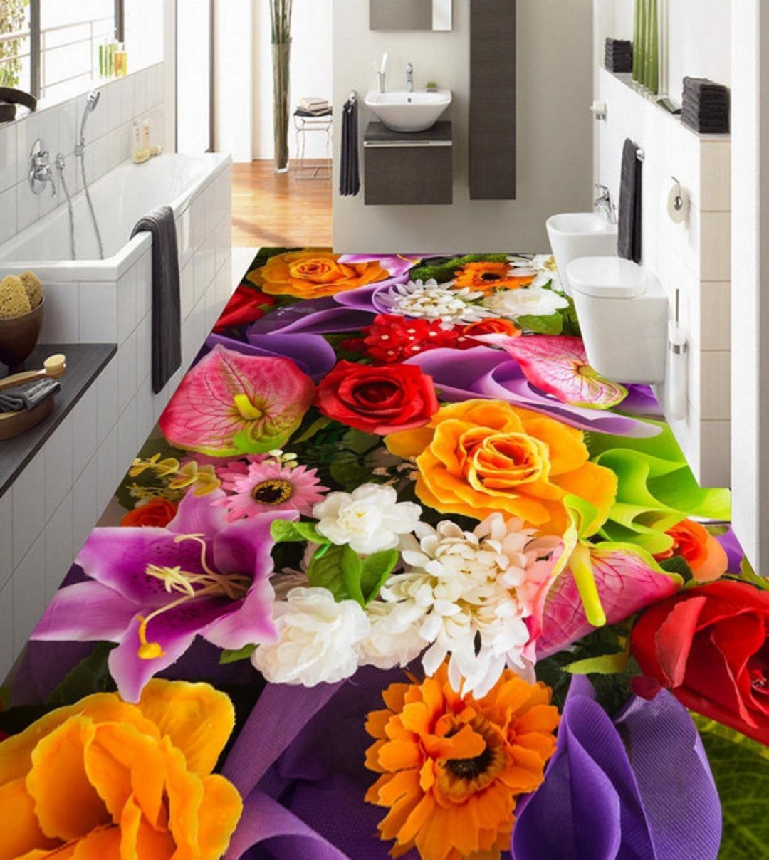 3D Pretty Flower Pattern 962 Floor Mural  Wallpaper Murals Self-Adhesive Removable Print Epoxy