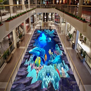 3D Light Blue Seaweed JJ5228FF Floor Wallpaper Murals Self-Adhesive Removable Bath Floor Waterproof floor Rug Mat Print Epoxy Kitchen