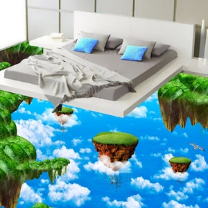 3D Sky Island JJ5279FF Floor Wallpaper Murals Self-Adhesive Removable Bath Floor Impermeabile pavimento Rug Mat Stampa Epoxy Kitchen