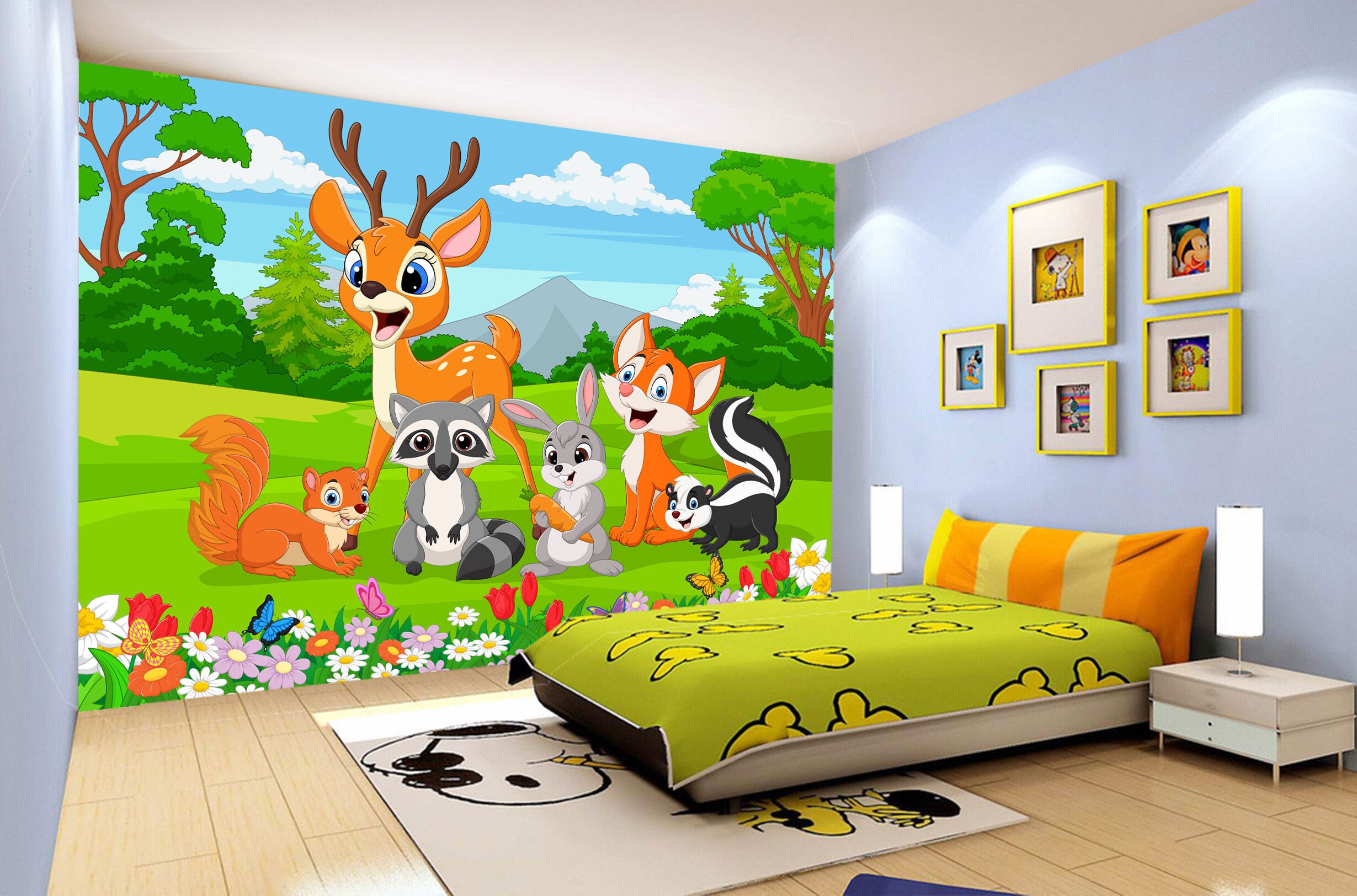 Wall Décor Home Décor 3D Cartoon Animal Owl Glasses Hat Wallpaper Mural ...