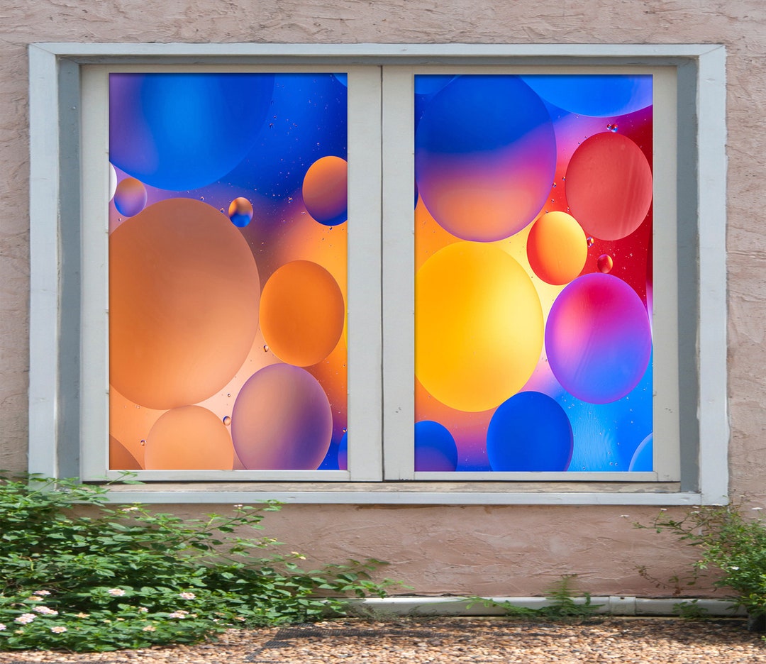 Round Window Sticker 3D Round Bubble WD4188 Window Film Print Sticker Cling Stained Glass ...