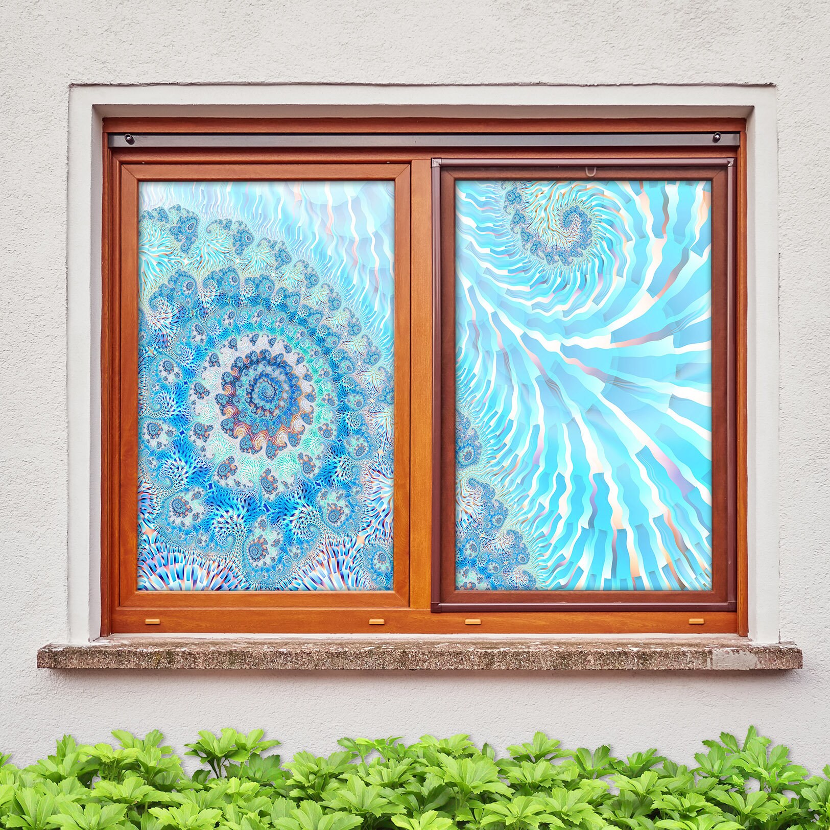 3D Light Blue Pattern WD6183 Window Film Print Sticker Cling Stained ...