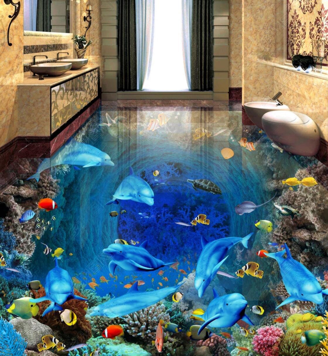 3D Psychedelic Ocean JJ5521FF Floor Wallpaper Murals Etsy