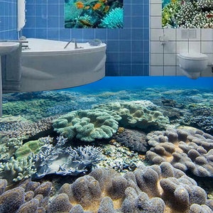 3D Mysterious Ocean JJ5311FF Floor Wallpaper Murals Self-Adhesive Removable Bath Floor Waterproof floor Rug Mat Print Epoxy Kitchen
