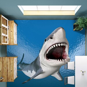 Denti di squalo affilati 3D JJ3352FF Sfondo sfondo murales autoadesivo pavimento da bagno rimovibile Tappeto impermeabile tappeto tappeto stampa Epoxy Kitchen
