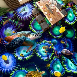 3D Special Marine Life JJ4168FF Pavimento Carta da parati Murales Autoadesivo Rimovibile Pavimento da bagno Pavimento impermeabile Tappeto Stampa opaca Cucina epossidica