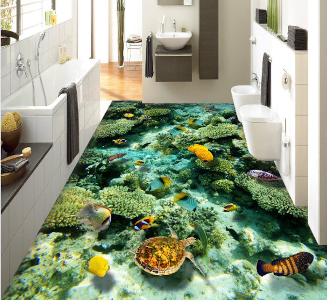 3D Green Lake JJ4092FF Floor Wallpaper Murals Self-adhesive Removable ...