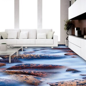 3D Mottled Stones JJ4225FF Floor Wallpaper Murals Self-Adhesive Removable Bath Floor Waterproof floor Rug Mat Print Epoxy Kitchen