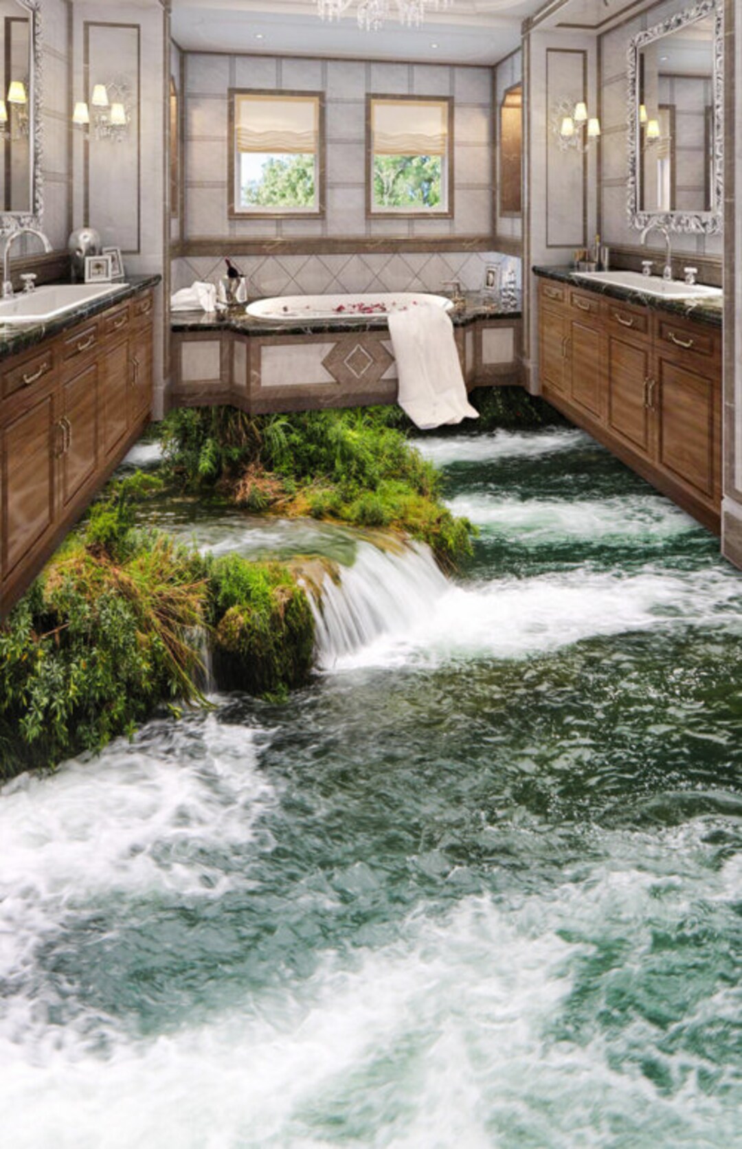 3D Natural Lake JJ4529FF Floor Wallpaper Murals Self-adhesive Removable ...