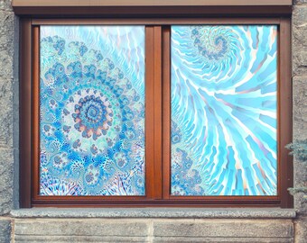 3D Blue Ocean W115 Window Film Print Sticker Cling Stained Glass Xmas ...