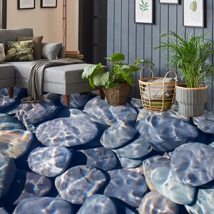 3D Water Ripple JJ2390FF Floor Wallpaper Murals Self-Adhesive Removable Bath Floor Waterproof floor Rug Mat Print Epoxy Kitchen