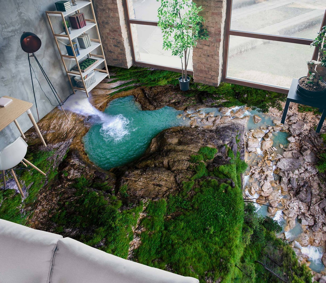 3D Hidden Lake JJ2296FF Floor Wallpaper Murals Self-adhesive Removable ...