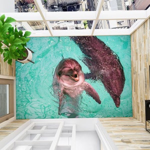 3D Special Dolphin Colors JJ2974FF Floor Wallpaper Murals Autoadesivo Rimovibile Pavimento Bagno Impermeabile Tappeto Tappeto Stampa Epoxy Cucina
