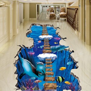 3D Tipo Delfini JJ5621FF Pavimento Wallpaper Murals Auto-Adesivo rimovibile Pavimento Bagno Pavimento Impermeabile Rug Mat Stampa Epoxy Cucina