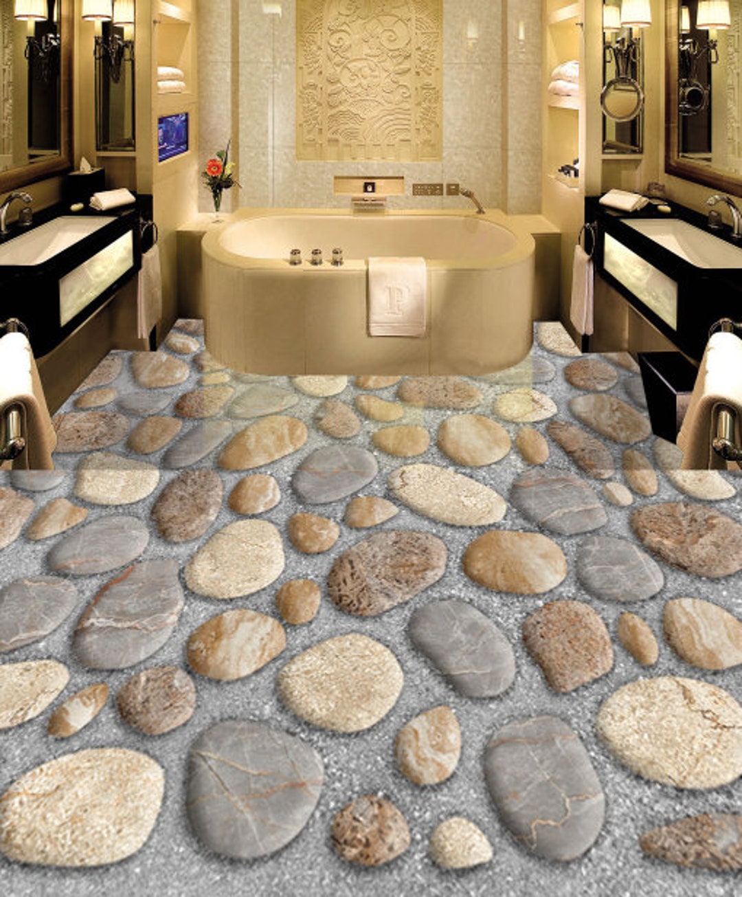 3D Art Stones JJ4382FF Floor Wallpaper Murals Self-adhesive Removable ...