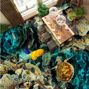 3D Special Reefs JJ4027FF Pavimento Carta da parati Murales Autoadesivo Rimovibile Pavimento da bagno Pavimento impermeabile Tappeto Mat Print Cucina epossidica