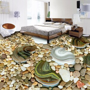 3D Stone Texture JJ4291FF Floor Wallpaper Murals Self-Adhesive Removable Bath Floor Waterproof floor Rug Mat Print Epoxy Kitchen